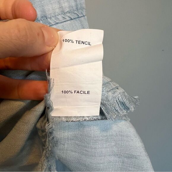 Ramy Brook Esie Chambray Romper Size XS Long Bell Sleeves Off the Shoulder - Picture 10 of 10